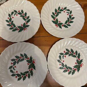COPY - Set of 4 Vintage Scio Japan Christmas "Holly" Berry Bread and Butter Pla…